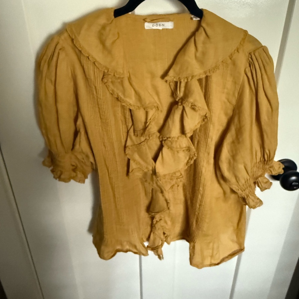 DOEN PIPER DRESS REDESIGNED AS A DÔEN RUFFLE BLOUSE SZ.M. FIRM PRICE